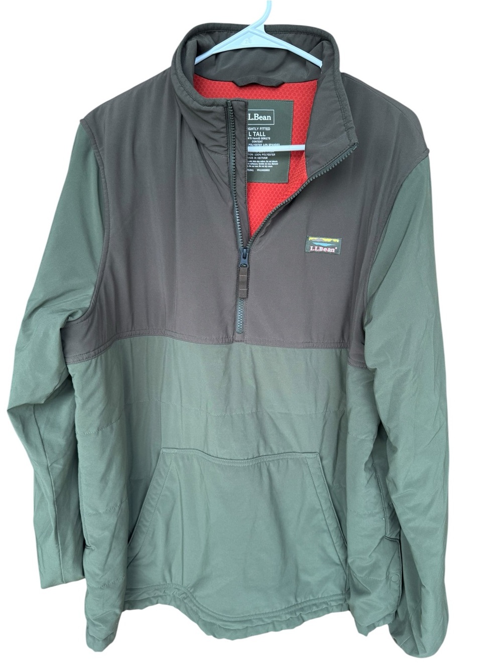 L.L. Bean Men's Green & Brown Half-Zip Pullover Jacket